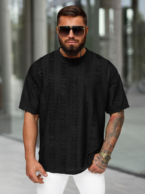 Juodi vyriški marškinėliai OZONEE O/B1149