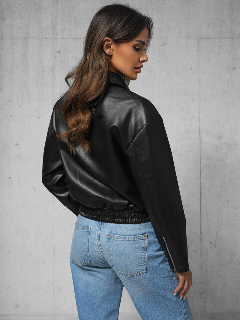 Juoda Moteriška Odinė Striukė OZONEE O/G116