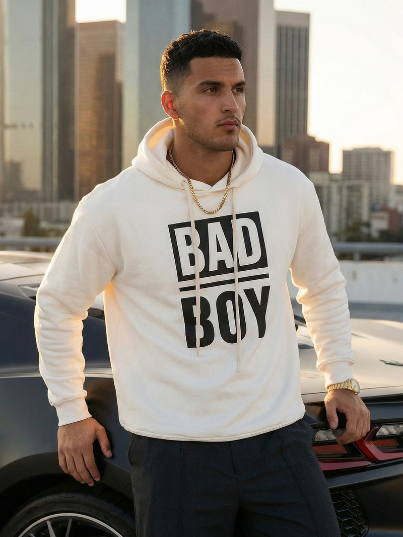 Baltas vyriškas džemperis su gobtuvu OZONEE JS/65B3909/1Z