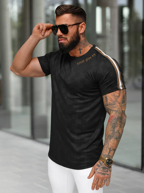 Juodi vyriški marškinėliai OZONEE O/QS11621