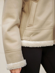 Smėlinis Moteriška Odinė Striukė OZONEE JS/11Z8178