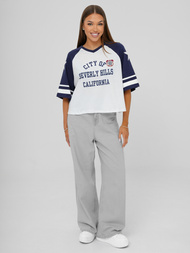 Baltai-granatinė moteriški marškinėliai OZONEE JS/R62493