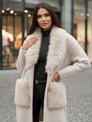 Smėlinis spalva moteriškas paltas OZONEE JS/53M5200/155Z