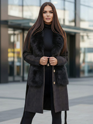 Juodi moteriškas paltas OZONEE JS/53M5200/1Z