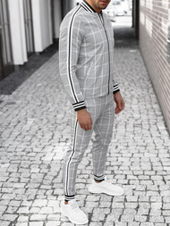 Pilkas vyriškas kostiumas - striukė ir chino kelnės OZONEE DJ/5548