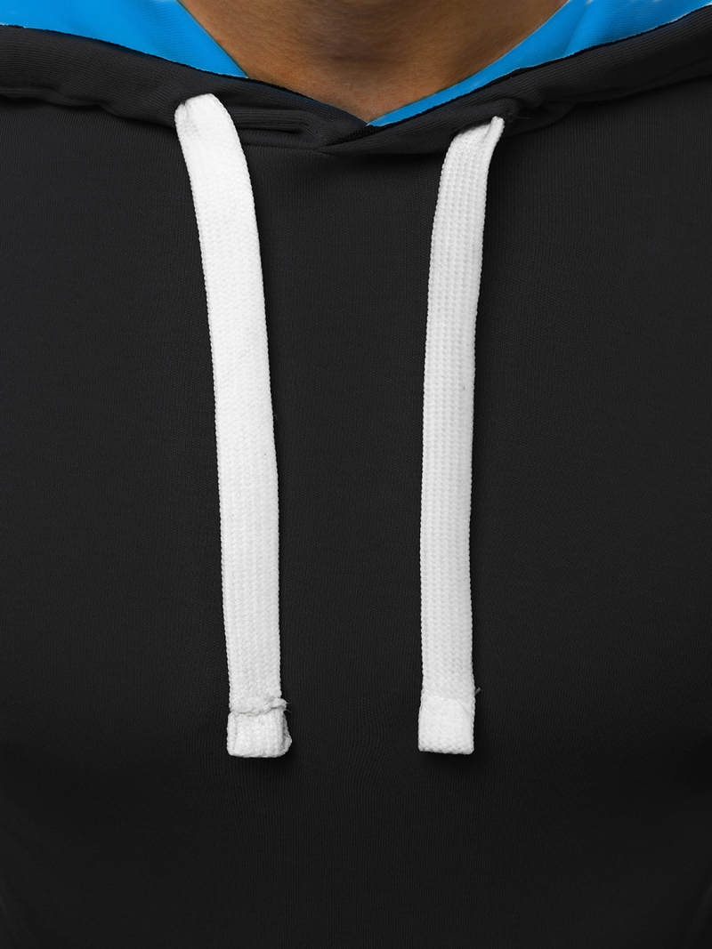 Juodai-Mėlyni vyriški marškinėliai su gobtuvu OZONEE O/1273Z