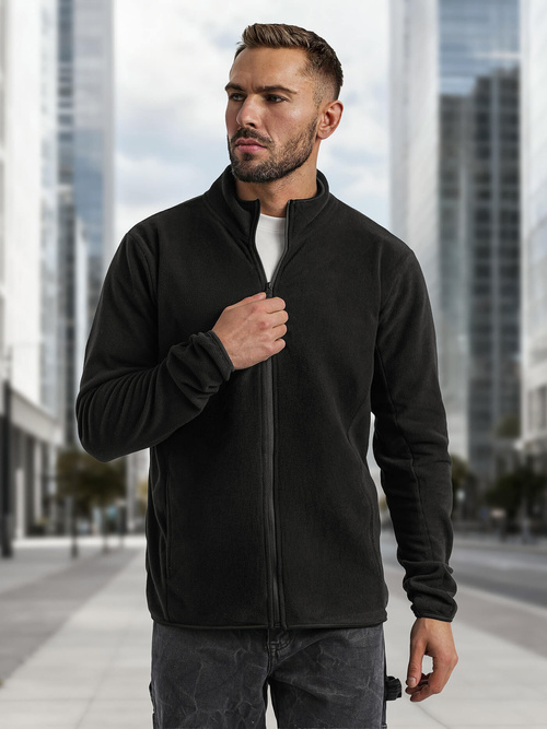 Juodas vyriškas džemperis su užtrauktuku OZONEE JS/HH016/3
