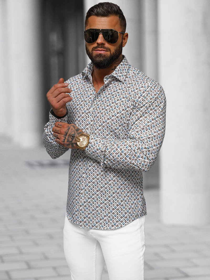 Balti vyriški marškiniai OZONEE O/V102