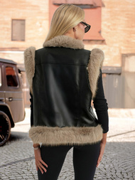 Juoda moteriška odinė liemenė OZONEE JS/61M8516/392