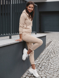 Smėlio moteriškas sportinis dviejų dalių kostiumas OZONEE O/MB2038/21