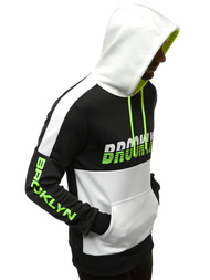 Juodai-Baltas vyriškas džemperis su gobtuvu OZONEE JS/DD20127