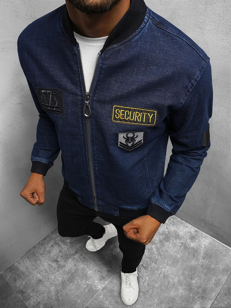 Granatinė vyriška džinso striukė OZONEE NB/MJ509B