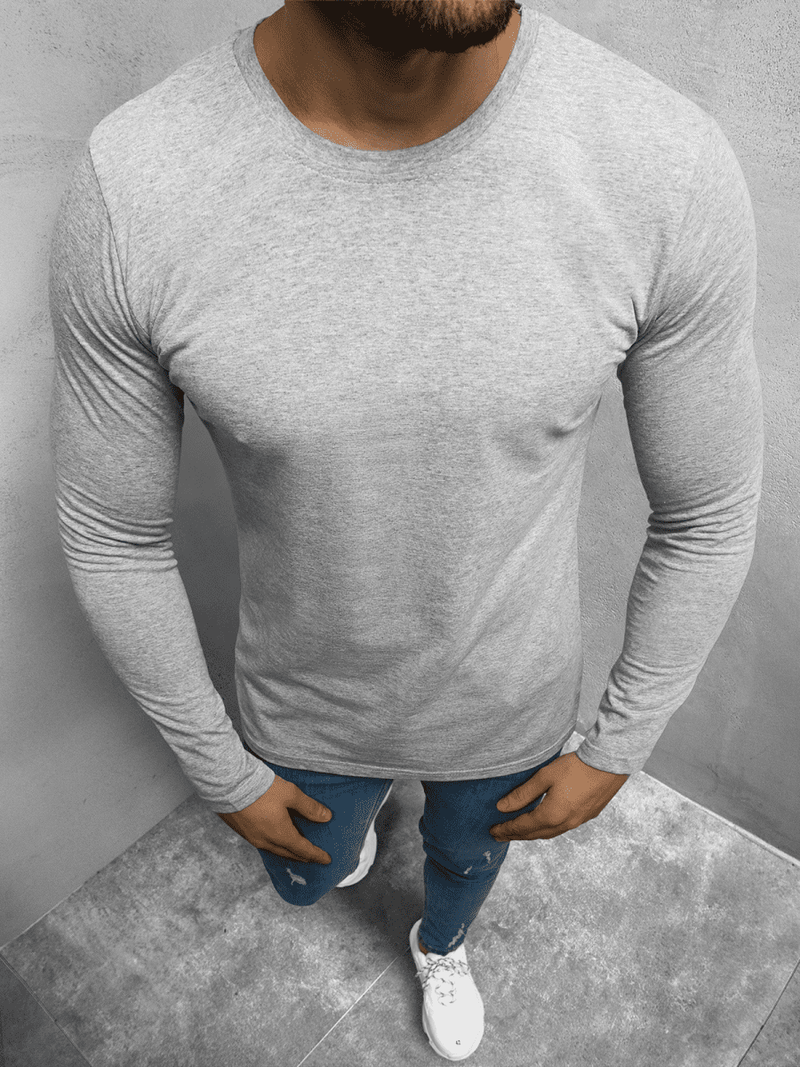 Pilki vyriški marškinėliai ilgomis rankovėmis OZONEE O/1209Z