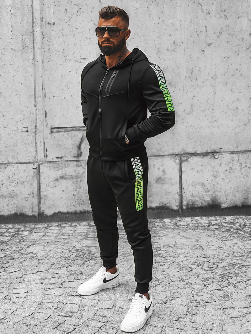 Juodas vyriškas sportinis kostiumas OZONEE JS/C8118