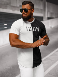 Baltai-juodas vyriški marškinėliai OZONEE O/7776T