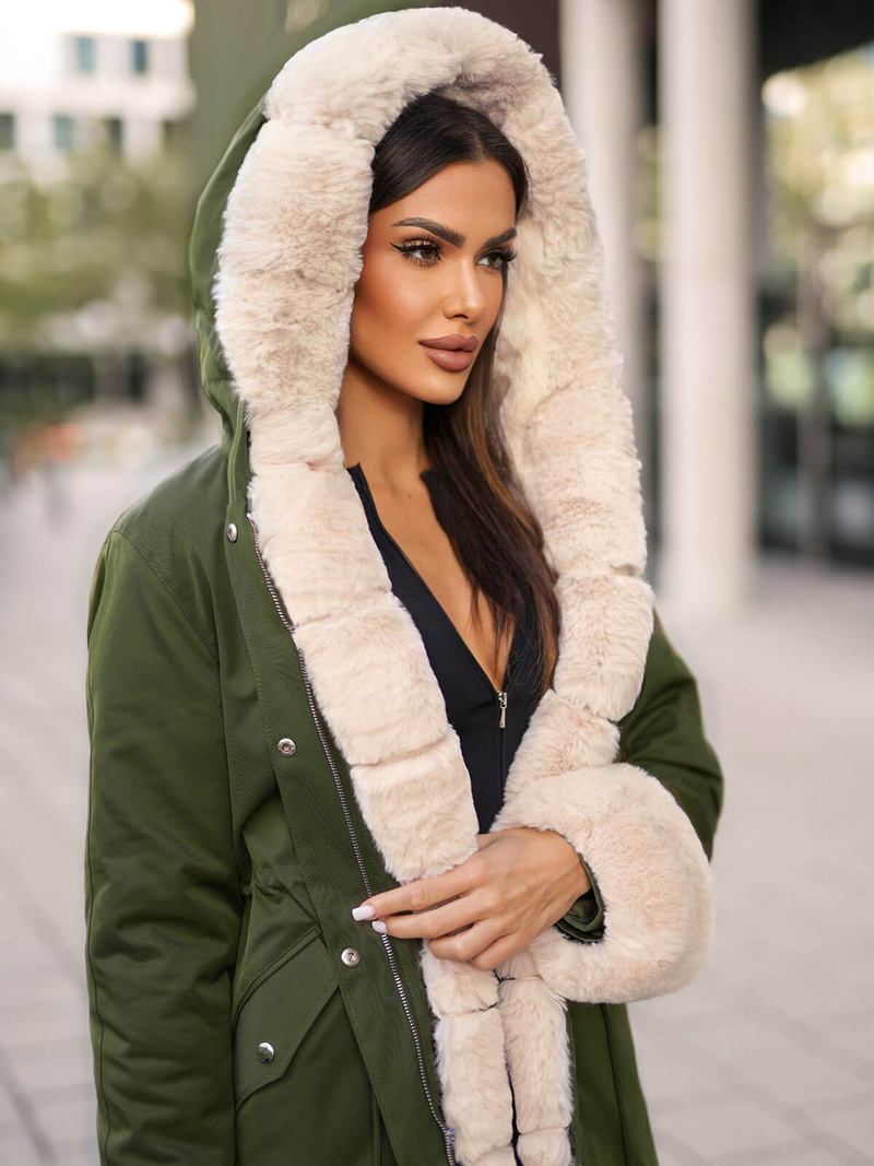 Žalia moteriška žieminė striukė OZONEE JS/M763/136Z