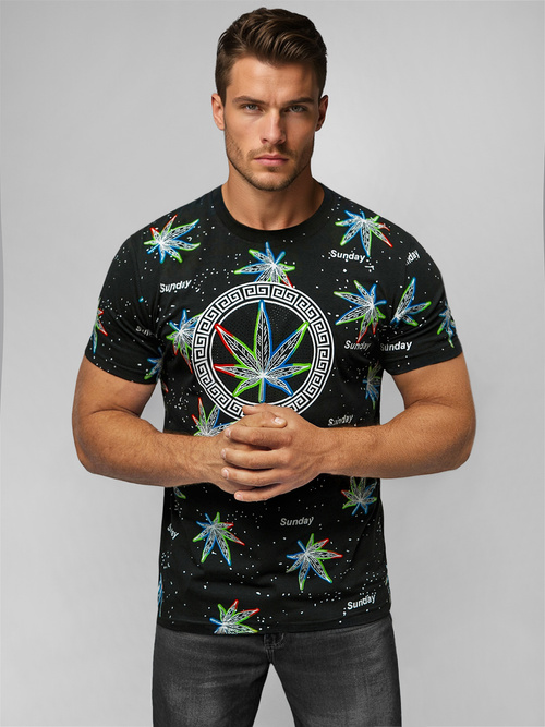 Juodi vyriški marškinėliai OZONEE O/T136/3Z