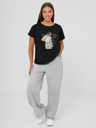 Juodi moteriški marškinėliai OZONEE JS/95T2573/3