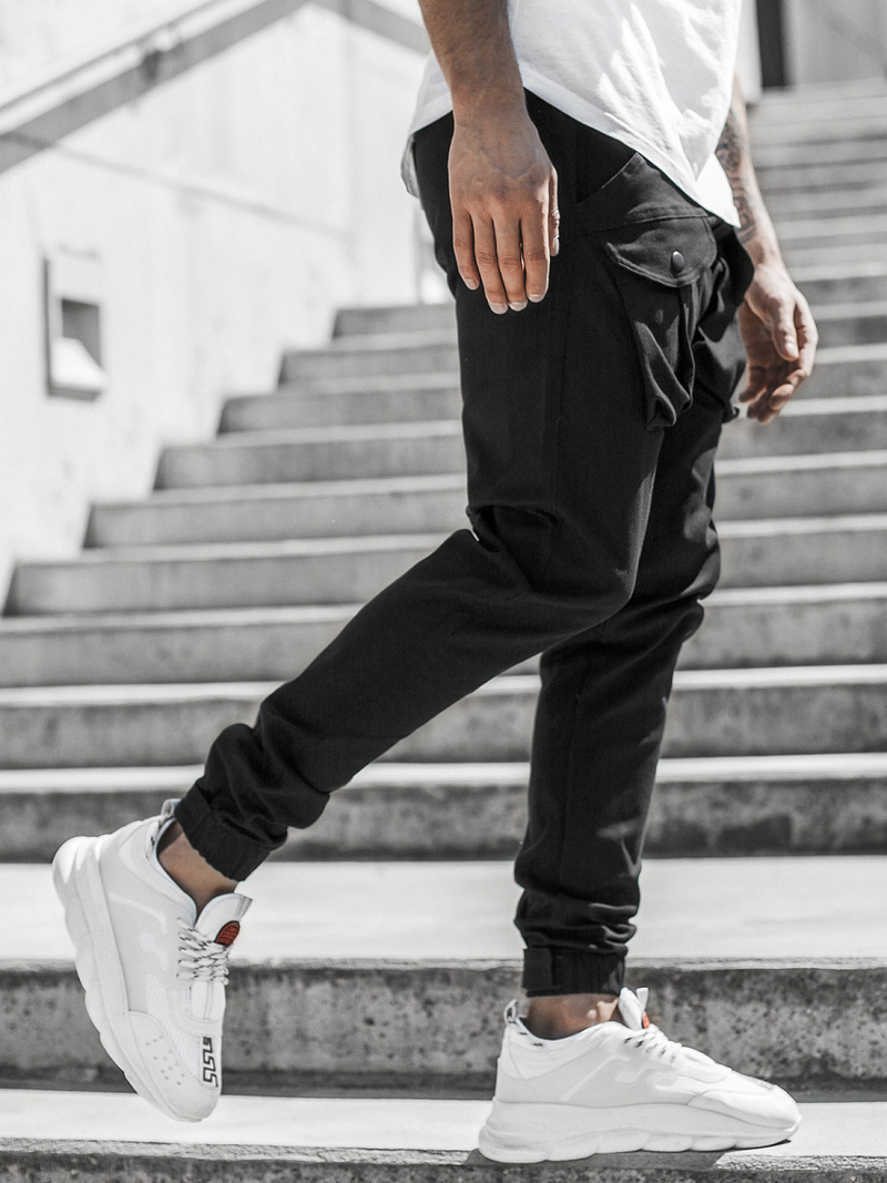 Juodos vyriškos chino jogger stiliaus kelnės OZONEE G/11144