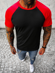 Juodai-raudonas vyriški marškinėliai OZONEE JS/8T82/10