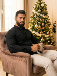 Juodi vyriški marškiniai OZONEE O/V121Z