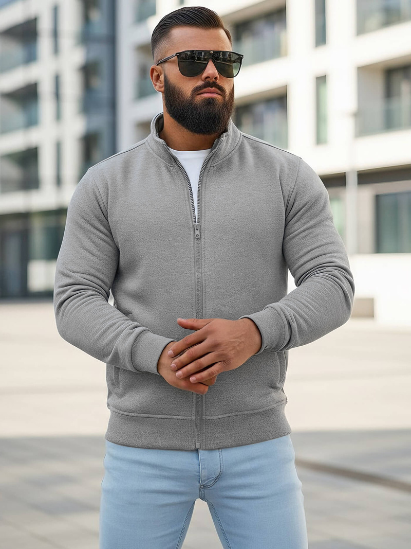 Pilkas vyriškas džemperis su užtrauktuku OZONEE JS/2002Z