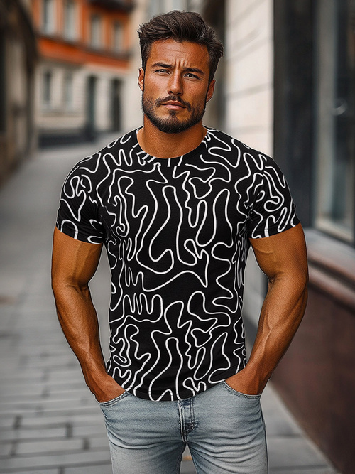 Juodi vyriški marškinėliai OZONEE JS/8T1198/3Z