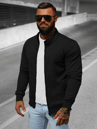 Juodas vyriškas džemperis su užtrauktuku OZONEE JS/2002Z