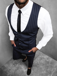 Granatinis vyriškas kostiumas - liemenė ir chino kelnės OZONEE DJ/5603