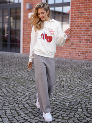 Baltas moteriškas džemperis su gobtuvu OZONEE JS/8B856/1