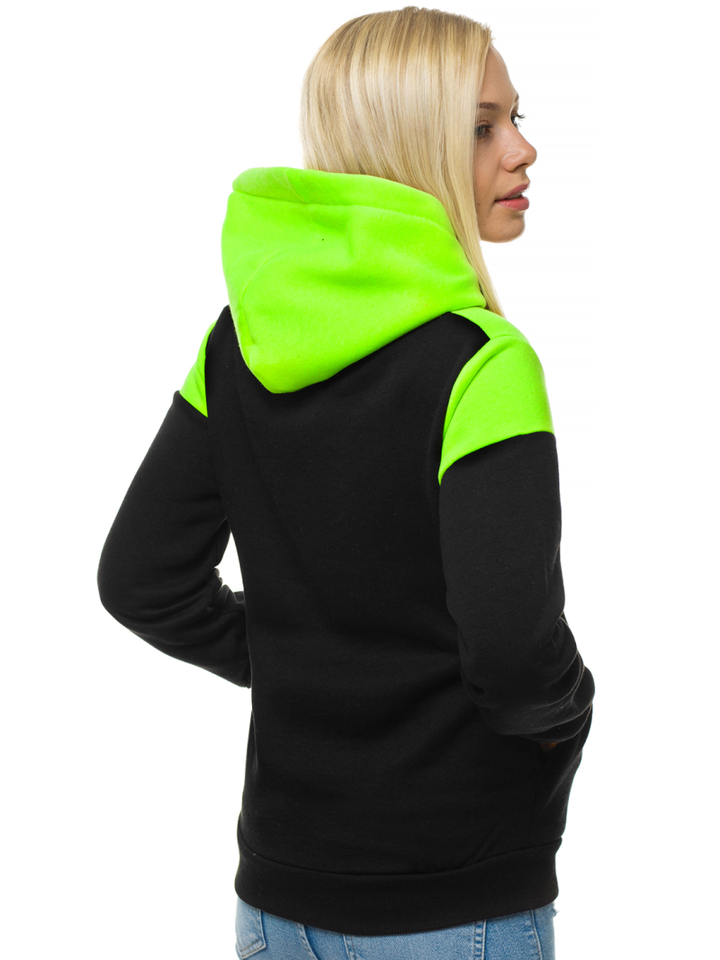 Juodas moteriškas džemperis su gobtuvu OZONEE JS/KSW2006