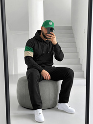 Juoda vyriškas džemperis su gobtuvu OZONEE JS/3B578