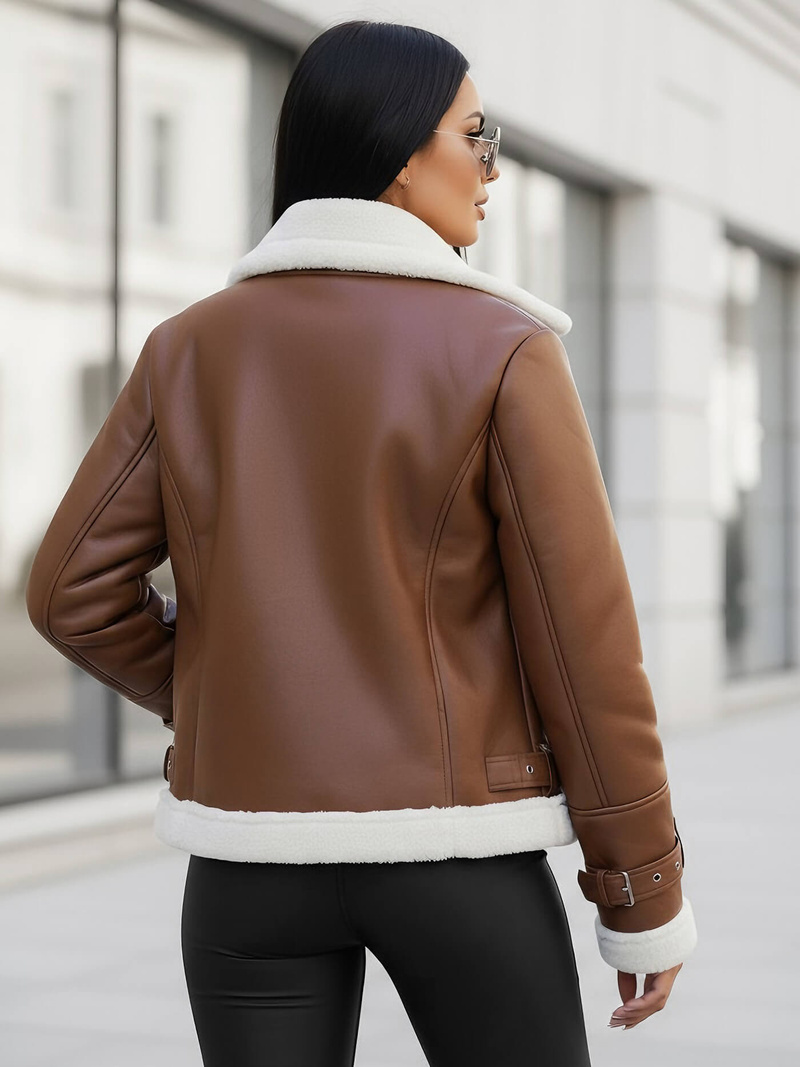 Ruda Moteriška Odinė Striukė OZONEE JS/11Z8177Z