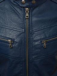 Granatinė vyriška odinė striukė OZONEE YD/BF59359