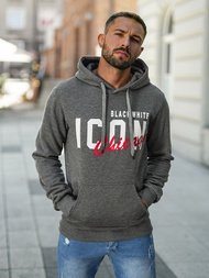 Grafitinis vyriškas džemperis su gobtuvu OZONEE JS/8B1736/5