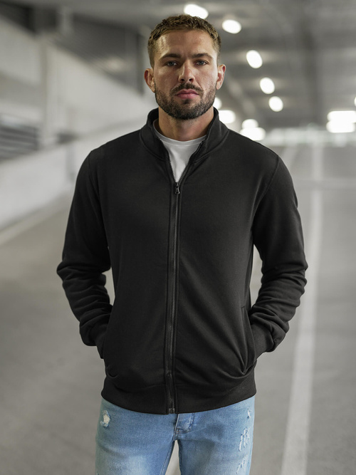 Juodas vyriškas džemperis su užtrauktuku OZONEE JS/2002Z