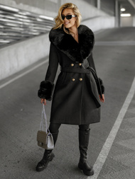 Juodi moteriškas paltas OZONEE JS/61M8509/392