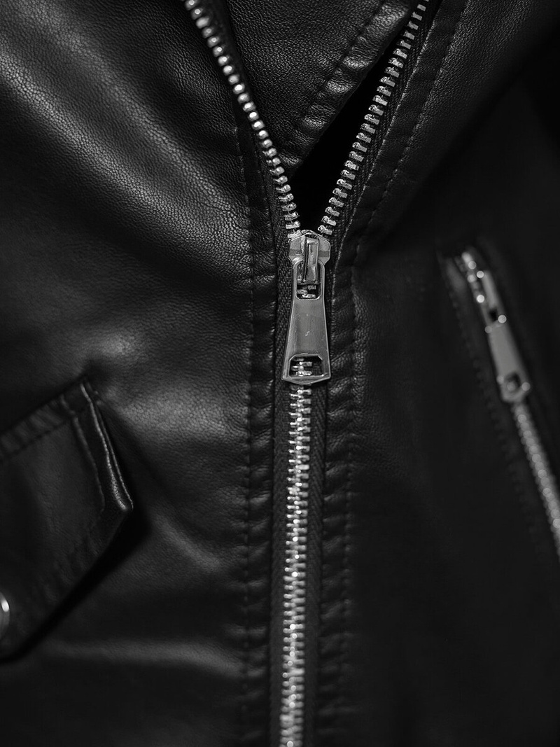 Juoda Moteriška Odinė Striukė OZONEE JS/11Z8061