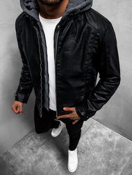 Juoda vyriška odinė striukė OZONEE JB/JP1172Z