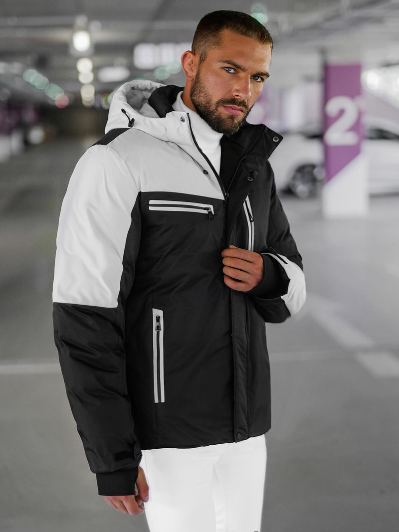 Juodai-pilka vyriška žieminė striukė OZONEE JS/91M9903/92