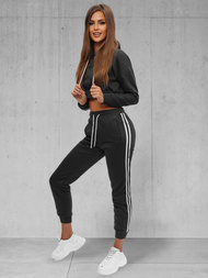 Juodas moteriškas sportinis dviejų dalių kostiumas OZONEE JS/8C67/3Z