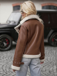 Ruda Moteriška Odinė Striukė OZONEE JS/11Z8177Z