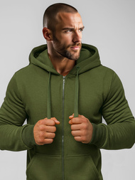 Rusvai žalsvas vyriškas džemperis su gobtuvu OZONEE JS/2008