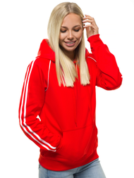 Raudona moteriškas džemperis su gobtuvu OZONEE JS/JK88117/18