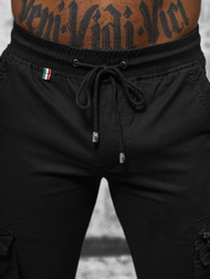 Juoda vyriškos chino jogger stiliaus kelnės OZONEE NB/MP0201N