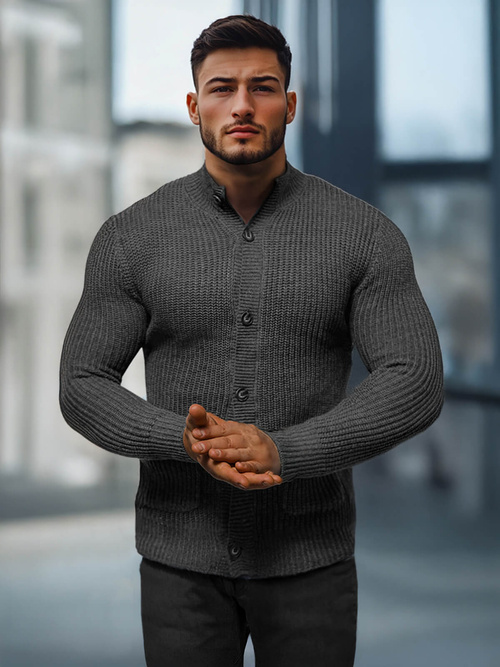 Grafitinis vyriškas megztinis OZONEE NB/MM6020/3Z