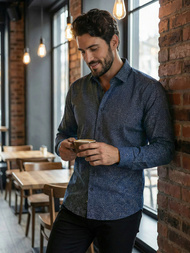 Granatinė vyriški marškiniai OZONEE V/V186Z