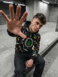 Juodas vyriškas džemperis su gobtuvu OZONEE O/B269Z