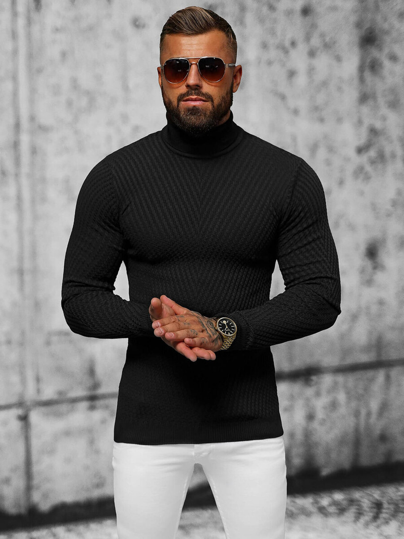 Juodas Vyriškas Megztinis OZONEE L/1596Z