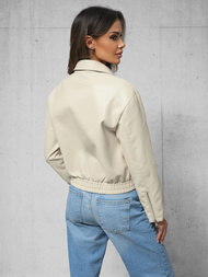 Smėlinis Moteriška Odinė Striukė OZONEE O/G116